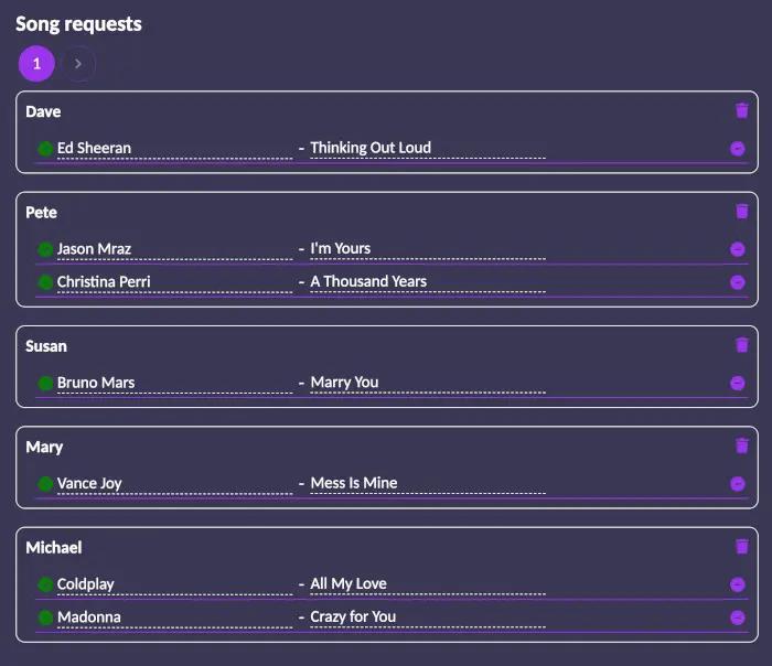 Make changes to your guests song requests